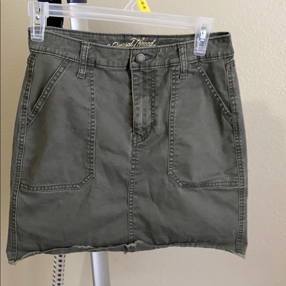 Army green mini skirt!